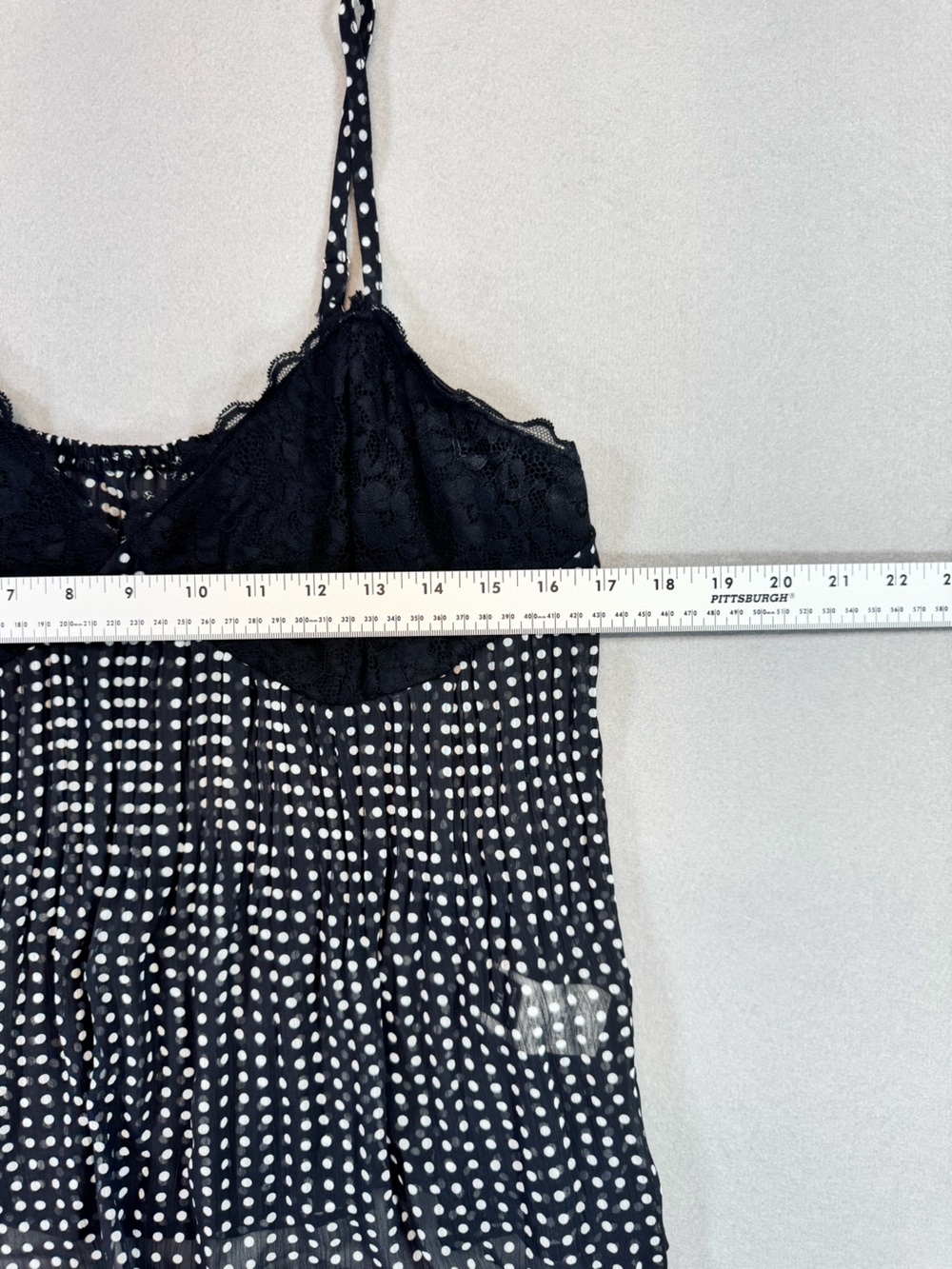 Black Polka Sheer Dot Lace Cami Top XL - Picture 4 of 5